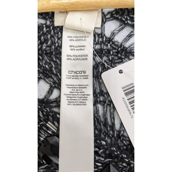 Chico's Black Embellished Open Knit Pullover Sweater Small - Picture 10 of 12